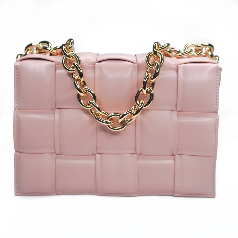 Bubblegum Pink Padded Crossbody Chain Bag - Picture 2 of 6